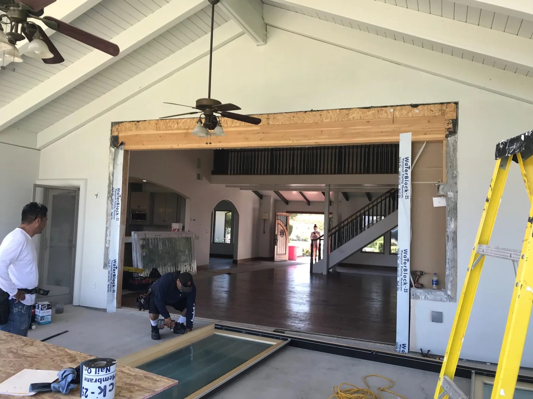 Equity patio door installation in progress